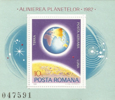 |Romania, LP 1034/1981, Alinierea planetelor, colita dantelata, MNH foto