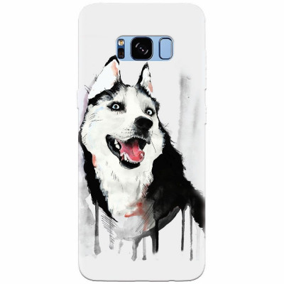 Husa silicon pentru Samsung S8, Husky Dog Watercolor Illustration foto