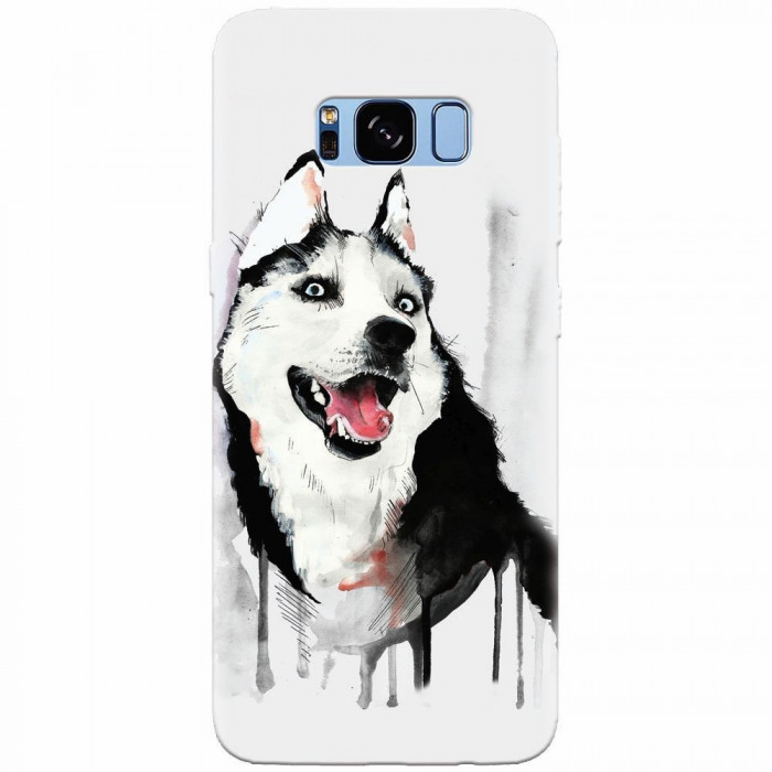 Husa silicon pentru Samsung S8, Husky Dog Watercolor Illustration