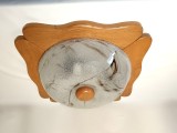 Plafoniera Mid Century Art Deco, Barovier i Toso, stejar auriu, vintage