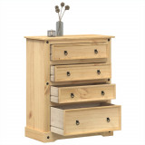 Dulap sertare lemn masiv pin Gossi Corona 92x48x120cm, 4 sertare, design rustic, depozitare, manere metalice, culoare miere