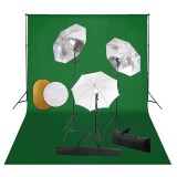 Set studio foto cu lampi, umbrele, fundal si reflector