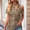 T575-99 Tricou casual cu model leopard si decupaj pe un umar