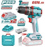 TOTAL - MASINA DE GAURIT CU PERCUTIE - 20V-2AH - MOTOR FARA PERII (INCLUDE 2 ACUMULATORI, 1 INCARCAT PowerTool TopQuality