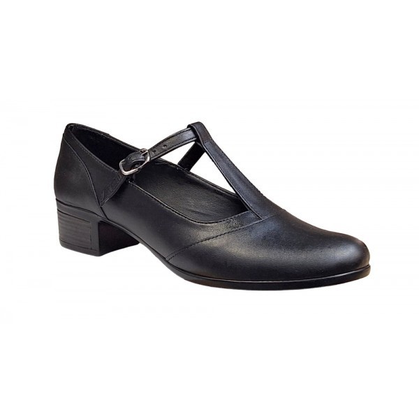 Pantofi dama cu bareta pentru dans - Model Negru din piele naturala STD22N