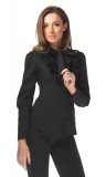 Camasa dama office neagra cu jabou din bumbac si dantela, 36, 38, 40, 42, 44, Negru, T&#039;esha