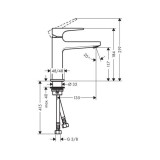 Hansgrohe Metropol CoolStart 110 Baterie de lavoar cromată cu set de scurgere Push-Open