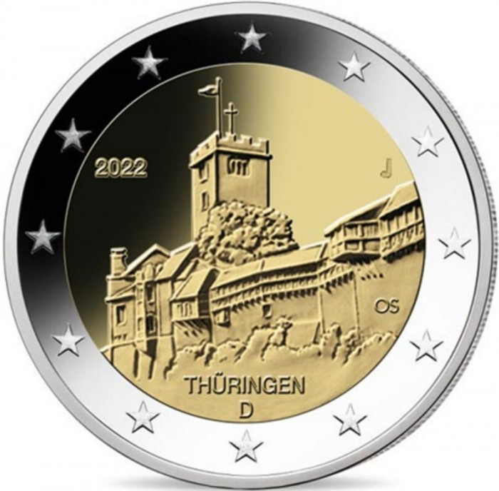 2 Euro Thuringen 2022 D Wert