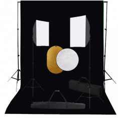 Set studio foto cu lumini softbox, fundal ?i reflector foto