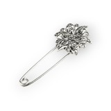 Brosa ac de siguranta Floare filigram, 25 x 60 mm, Platinium, Crisalida