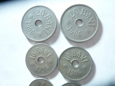 8 Monede 20 , 10 si 5 Bani 1906 cu si fara J ; 5 si 10 Bani 1905 ,cal.Buna foto