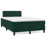 Cumpara ieftin Pat box spring cu saltea, verde inchis, 120x200 cm, catifea