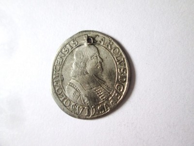 Rară! Regatul Boemiei-Printul episcop de Olomouc Carol II:6 Kreuzer 1674 argint foto