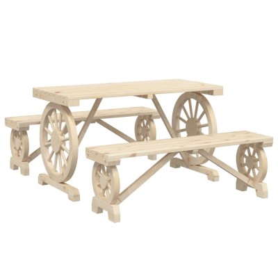 Set mobilier de gradina, 3 piese, lemn masiv de brad foto