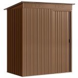 Outsunny Căsuță de Grădină 1.37m&sup2; din Metal, Montaj Ușor, Căsuță pentru Unelte de Grădină cu Orificii de Aerisire, Ușă Glisantă, Acoperiș &Icirc;nclinat și