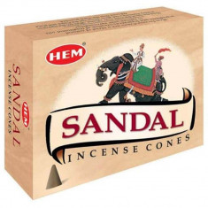 Conuri parfumate Santal, gama HEM profesional Sandal, stari pozitive si relaxare, 10 conuri (25g) aromaterapie suport metalic inclus foto