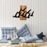 Cumpara ieftin Accesoriu decorativ de perete din lemn si metal Migrant Birds Nuc 58x84 cm