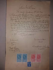 LOT 34 Document 1933 cu timbre fiscale Carol al II lea-efigia in cerc.aviatie foto