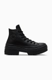 Converse tenisi de piele Chuck Taylor All Star Lugged Heel femei, culoarea negru, A11548C