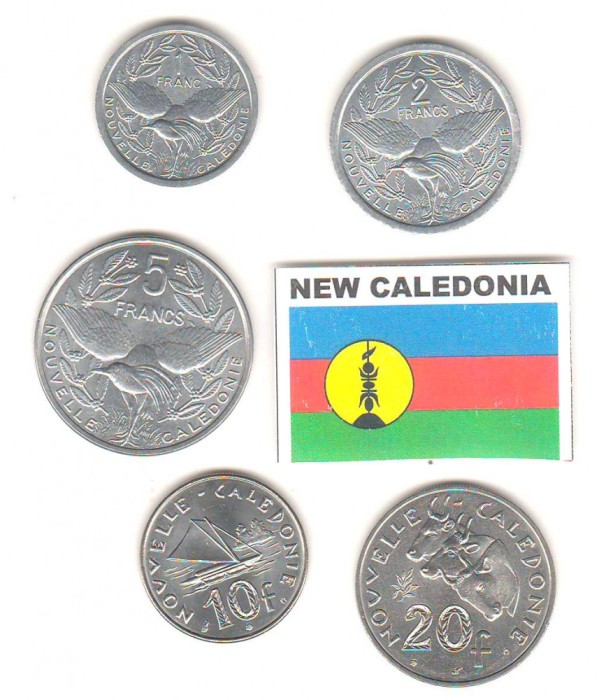 SV * Noua Caledonie * SET 1 FRANC, 2 - 5 - 10 - 20 FRANCS 2002 * UNC