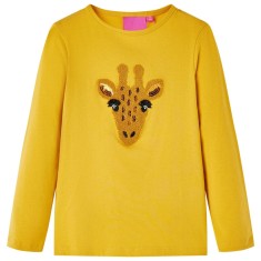 Tricou pentru copii cu m&acirc;neci lungi ocru &icirc;nchis 116