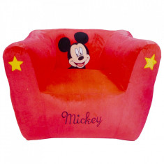 Fotoliu gonflabil, din pluș, 55x45x45 cm, Rosu, Mickey Mouse