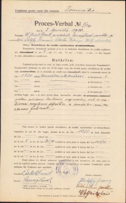 A1545 Act școala Tomnatic, județul Timiș, 1930 foto