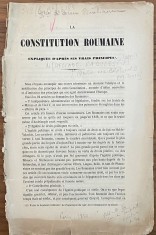 carte veche Ion Heliade Radulescu La constitution Roumaine expliquee 1850