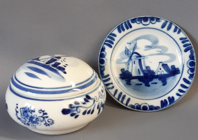 Cutiuta bijuterii si farfurioara, ceramica de tip Delft foto