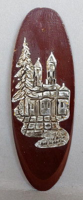 Biserica Trei Ierarhi - aplica cu foita argintata, suvenir bisericesc Iasi 1965 foto