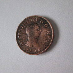 Rară! Marea Britanie 1 Farthing 1806 regele George III