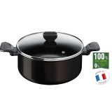 Oala cu capac Tefal Simply Clean B5674653, 4.5 L, 24 cm, invelis antiaderent 100% sigur, Thermo-Signal&trade;, baza Diffusion+, aluminiu, negru
