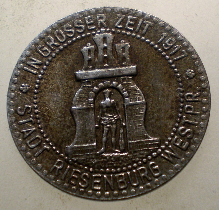 1.119 GERMANIA WWI STADT RIESENBURG NOTGELD 10 PFENNIG 1917 20,5mm