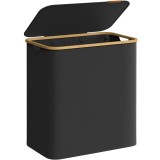 SONGMICS Cos de rufe textil, pliabil, cu 3 compartimente detasabile, 150L, 60x39x71 cm, negru Household NewTrend