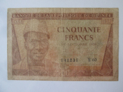 Rara! Republica Guineea 50 Francs 1958 foto