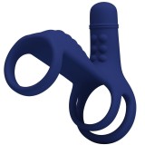 For Him-Elish Inel Vibrator cu Extensie Albastru-Silicon, 10