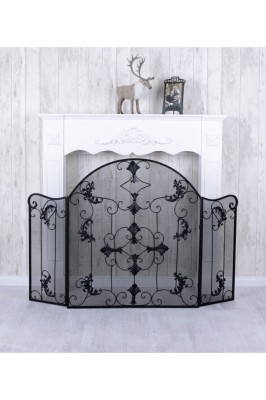 Paravan pentru semineu din metal antik black AJA076 foto