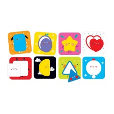 Joc educativ pentru copii si bebelusi, Banana Panda On the Go Discovering Shapes, Primele cartonase cu imagini si forme geometrice, 16 piese