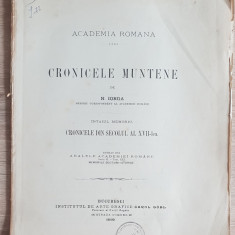 Cronicele Muntene. Întâiul memoriu. Secolul al XVII-lea -N. Iorga (F. RARĂ!)1899