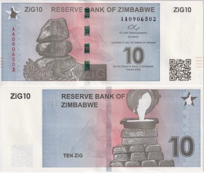 !!! ZIMBABWE - 10 ZIG 2024 - P NEW - UNC / PREFIX AA