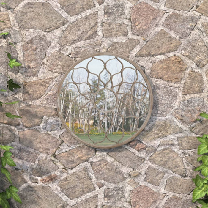 Oglinda de gradina rotunda, nisipiu, 60x3 cm, fier, uz exterior GartenMobel Dekor