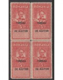 ROMANIA 1915 - TIMBRU DE AJUTOR 5 LEI BL 4 MNH