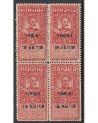 ROMANIA 1915 - TIMBRU DE AJUTOR 5 LEI BL 4 MNH foto