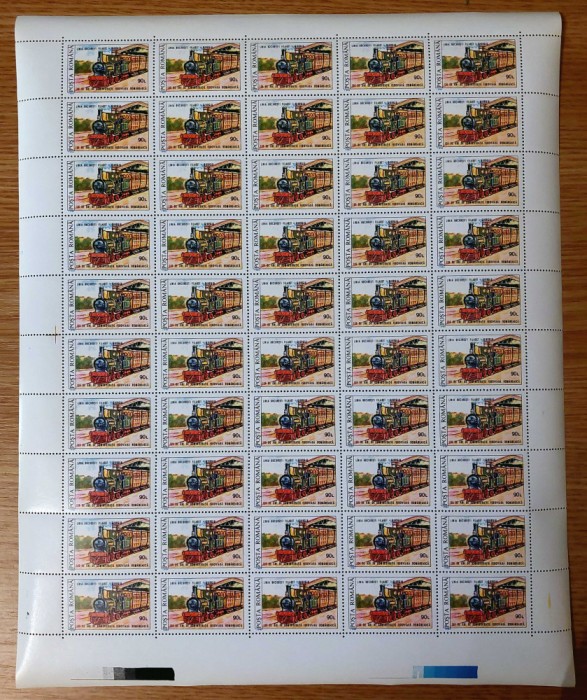 RO 1994 LP 1361 &quot;125 ani de admin. feroviara romana&quot; , coala de 50 marci , MNH