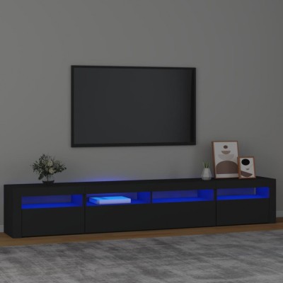 vidaXL Comodă TV cu lumini LED, negru, 240x35x40cm foto