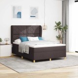 Cumpara ieftin Pat cu arcuri cu headboard Maro inchis 200 x 160 cm tesatura