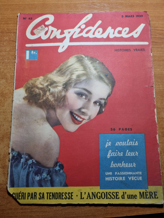 revista confidences (secrete) 3 martie1939-limba franceza,moda,machiaj,sfaturi