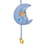 Carusel Muzical, Model Luna Ursuleț, Muzică și Lumină, 24cm, Bleu, Oem