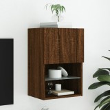 Comodă TV cu lumini LED, stejar maro, 40,5x30x60 cm