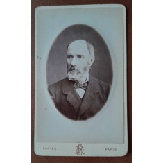 Fotografie tip CDV, barbat cu barba, inceput de secol XX